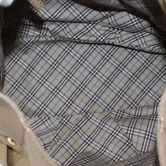 BURBERRY Blue Label Shoulder Bag Leather Beige Gold Auth - Picture 12 of 16